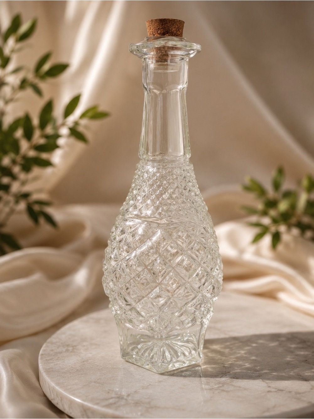 Vintage Anchor Hocking Wexford Glass Decanter | Cut Glass Diamond Pattern